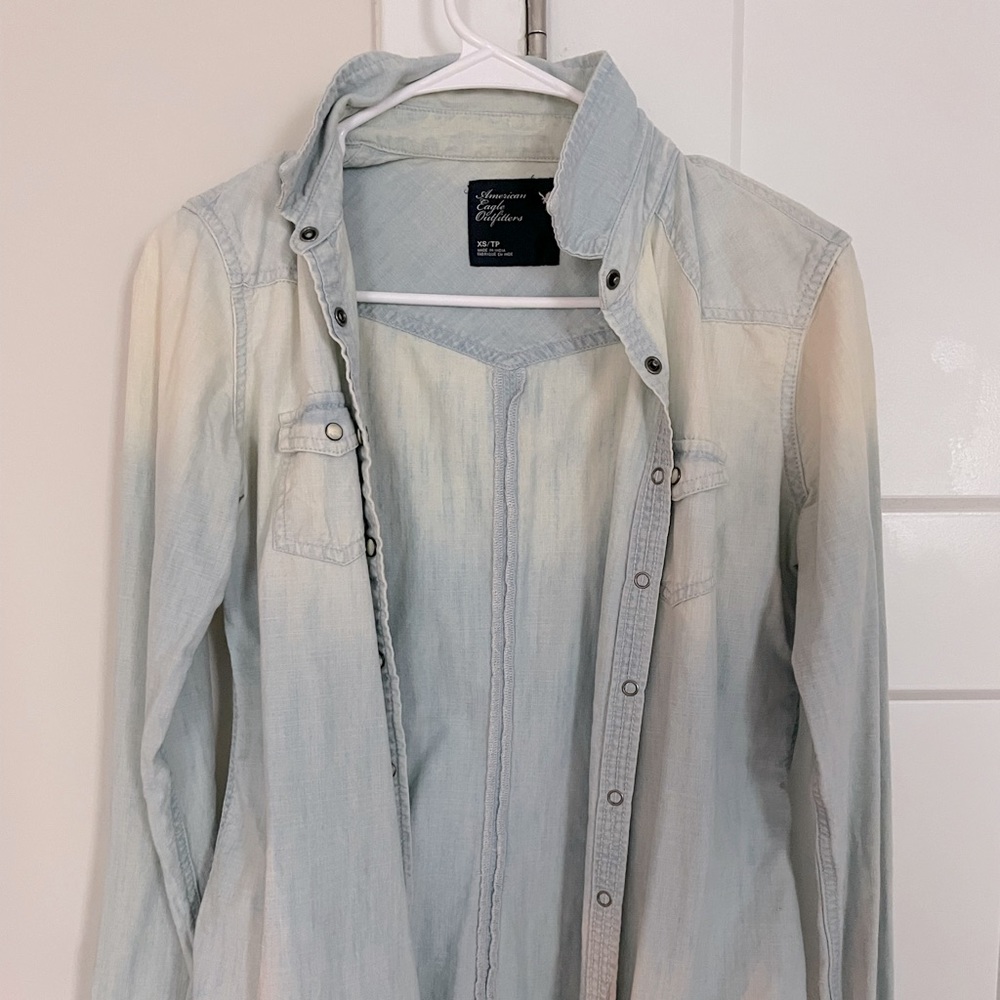 American Eagle Button Up Denim Shacket - image 1